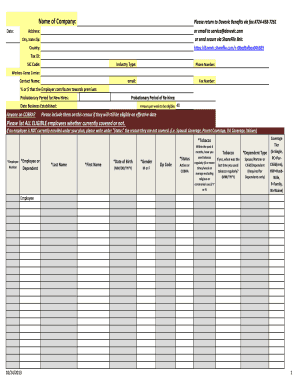 Employee Benefits Census Form