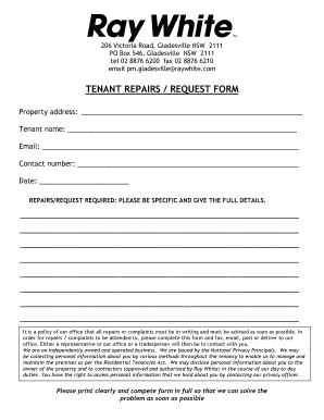 Tenant Repair Request Form