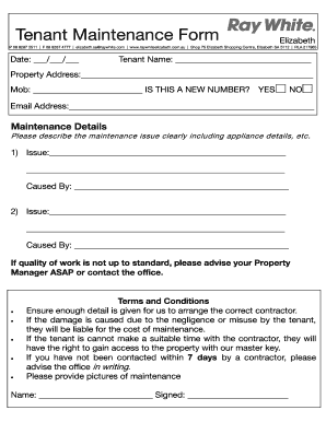 Tenant Maintenance Form
