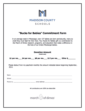 Bucks for Babies Commitment Form