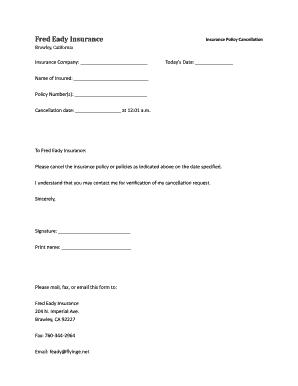 Insurance Policy Cancellation Form