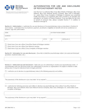 Authorization for Use and Disclosure of Psychotherapy Notes