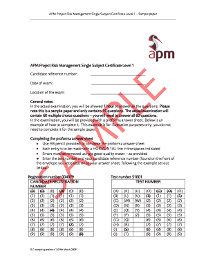 APM Project Risk Management Level 1 Sample Exam