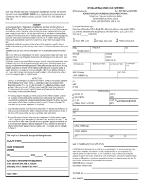 American Kennel Club Dog Show Entry Form