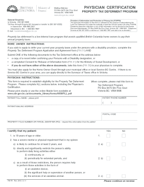 Physician Certification for Property Tax Deferment