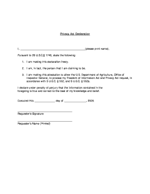 Privacy Act Declaration Form