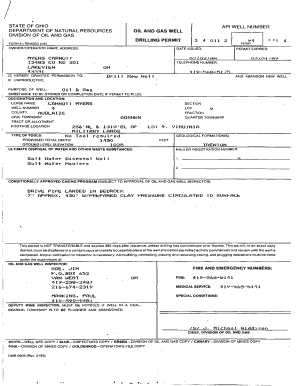 Ohio Oil and Gas Well Drilling Permit
