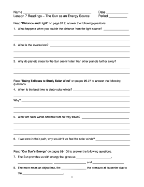 Science Worksheet The Sun as an Energy Source
