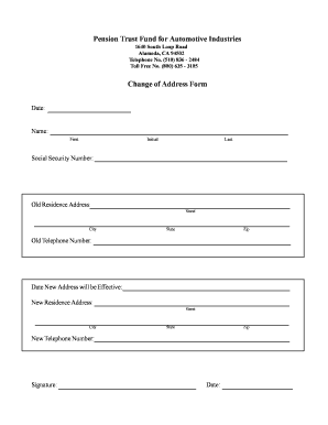 Pension Trust Fund Change of Address Form