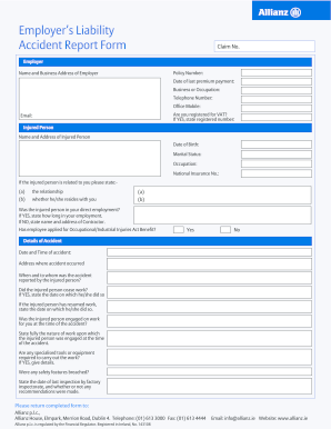 Employer’s Liability Accident Report Form