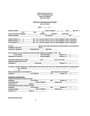 Patient Information Form