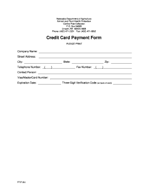 Nebraska Credit Card Payment Form