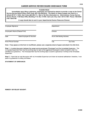 Utah Career Service Grievance Form