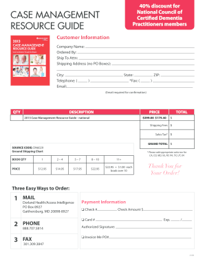 Case Management Resource Guide Order Form