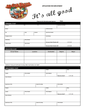 Employment Application Form