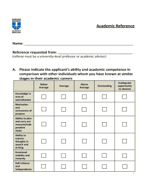 Academic Reference Form