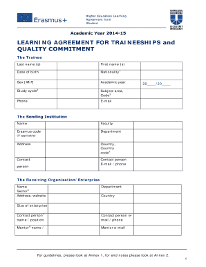 Higher Education Traineeship Learning Agreement