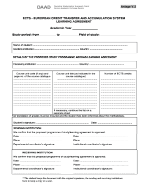 ECTS Learning Agreement Form