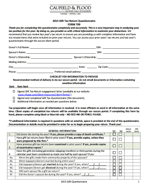 2015 Gift Tax Return Questionnaire