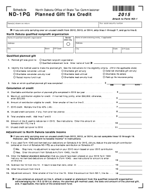 North Dakota Planned Gift Tax Credit Form 2015