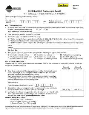 Montana Qualified Endowment Credit Form