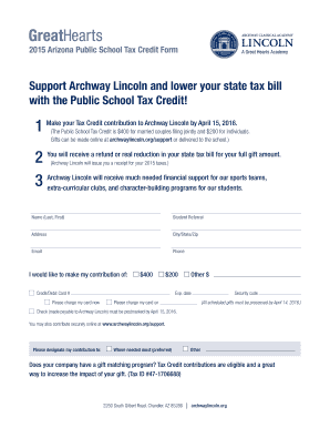 Arizona Public School Tax Credit Form