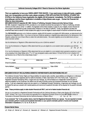 California Board of Governors Fee Waiver Application