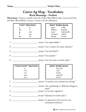 Career Ag Mag Vocabulary and Math Worksheets