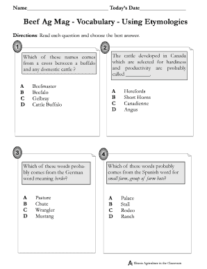 Beef Ag Mag Vocabulary Quiz
