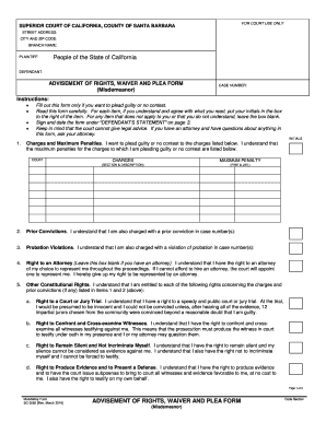 California Misdemeanor Plea Form