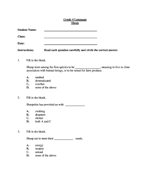 Grade 4 Sheep Worksheets
