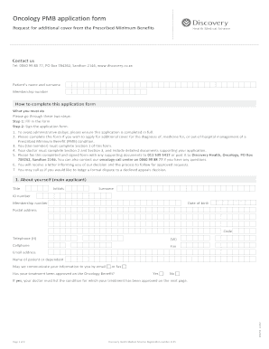 Oncology PMB Application Form