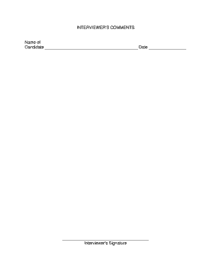 Interviewer Comments Form