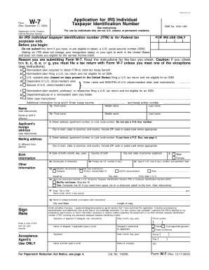 IRS Form W-7 Application