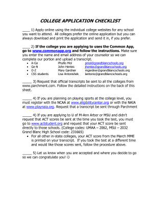 College Application Checklist