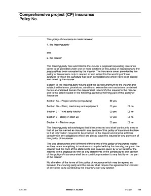 Comprehensive project CP insurance Policy No