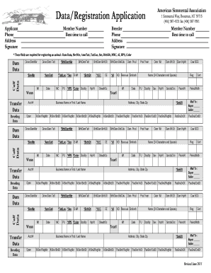 American Simmental Association Registration Application