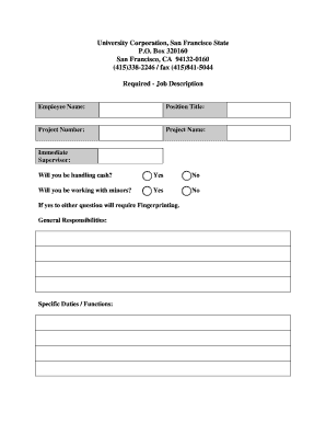Employee Job Description Form