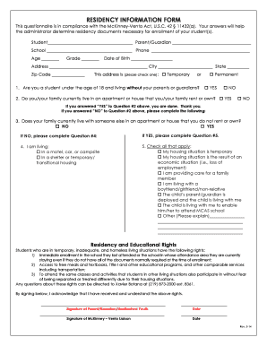 Residency Information Form