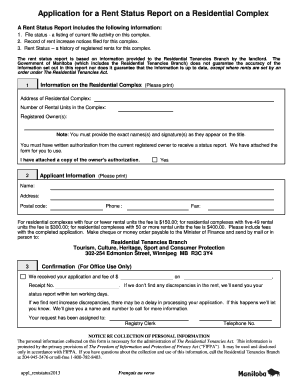 Rental increase letter template uk - Application for a Status Report on Residential Rental Property - gov mb