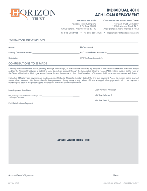 Individual 401k ACH Loan Repayment Form
