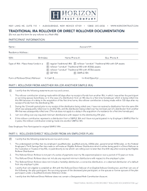 Traditional IRA Rollover Form