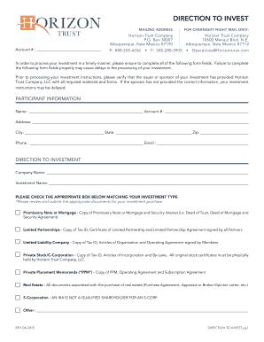 Direction to Invest Form