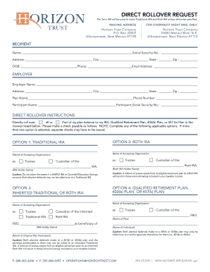 Direct Rollover Request Form
