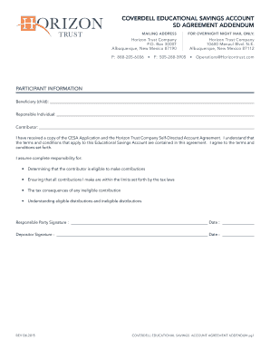 Coverdell Educational Savings Account Agreement Addendum
