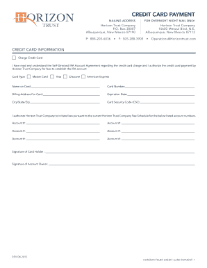 Horizon Trust Credit Card Payment Form