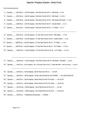 Superior Weapons Systems Order Form