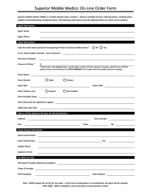 Superior Mobile Medics Online Order Form