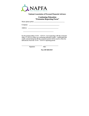 Continuing Education Extension Reporting Form