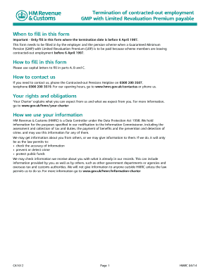 GMP with Limited Revaluation Premium Termination Form